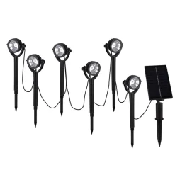 LED-spot med jordspyd NOMI, sort, 6 stk. sæt, IP44