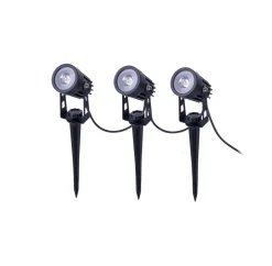 LED-spot med jordspyd SPOTI, sort, 3-sæt, IP44