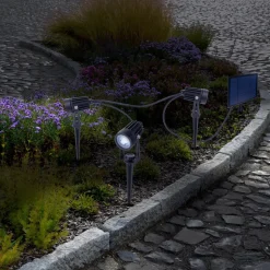 LED-spot med jordspyd SPOTI, sort, 3-sæt, IP44