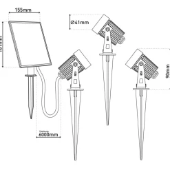 LED-spot med jordspyd SPOTI, sort, 3-sæt, IP44