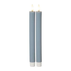 LED-stage Flamme Stripe, blå, 25 cm, voksbatteri sæt med 2 stk