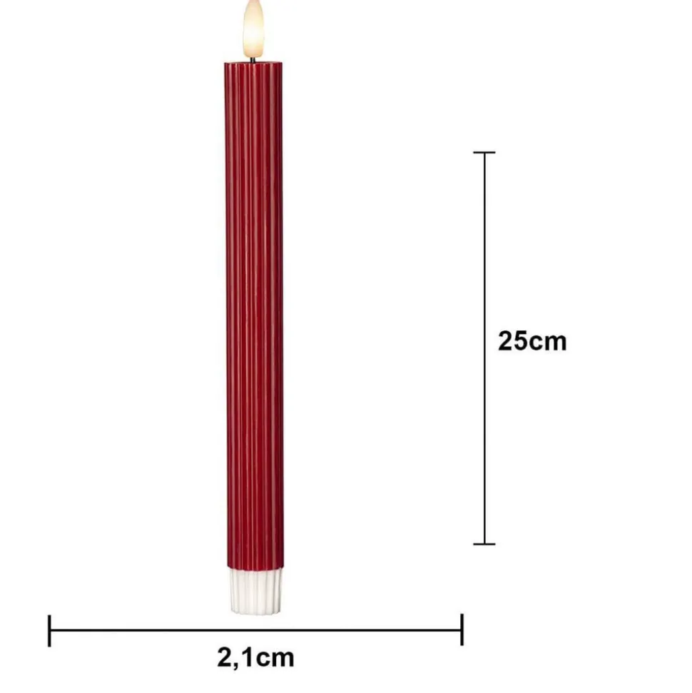 LED-strip, rød, 25 cm, voks, batteri sæt med 2 stk