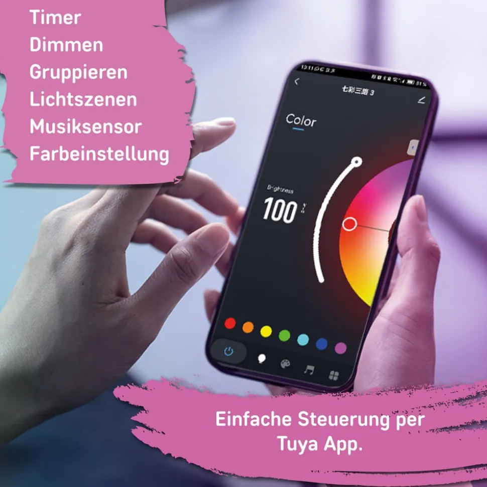 LED-strip Smart RGB, længde 2 m, musiksensor, USB, Tuya
