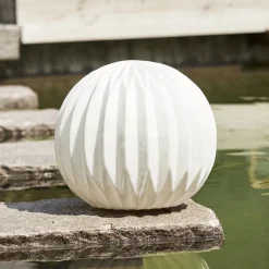 LED-terrasselampe Sandy, Ø 30 cm hvid plast batteri