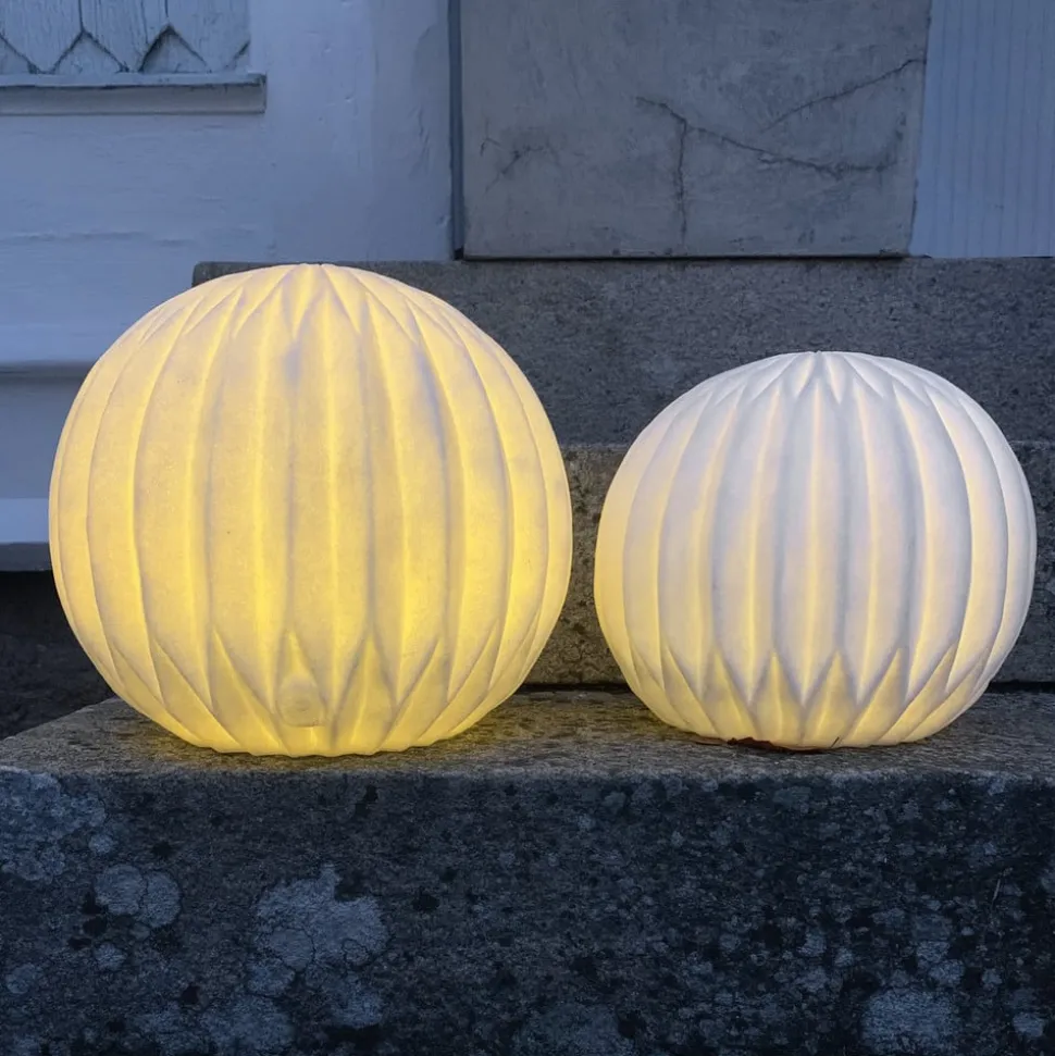 LED-terrasselampe Sandy, Ø 30 cm hvid plast batteri