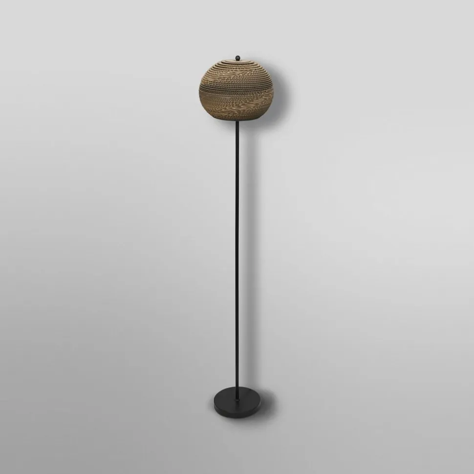 LEDVANCE gulvlampe Ball højde 116 cm, brun, bølgepap, E27