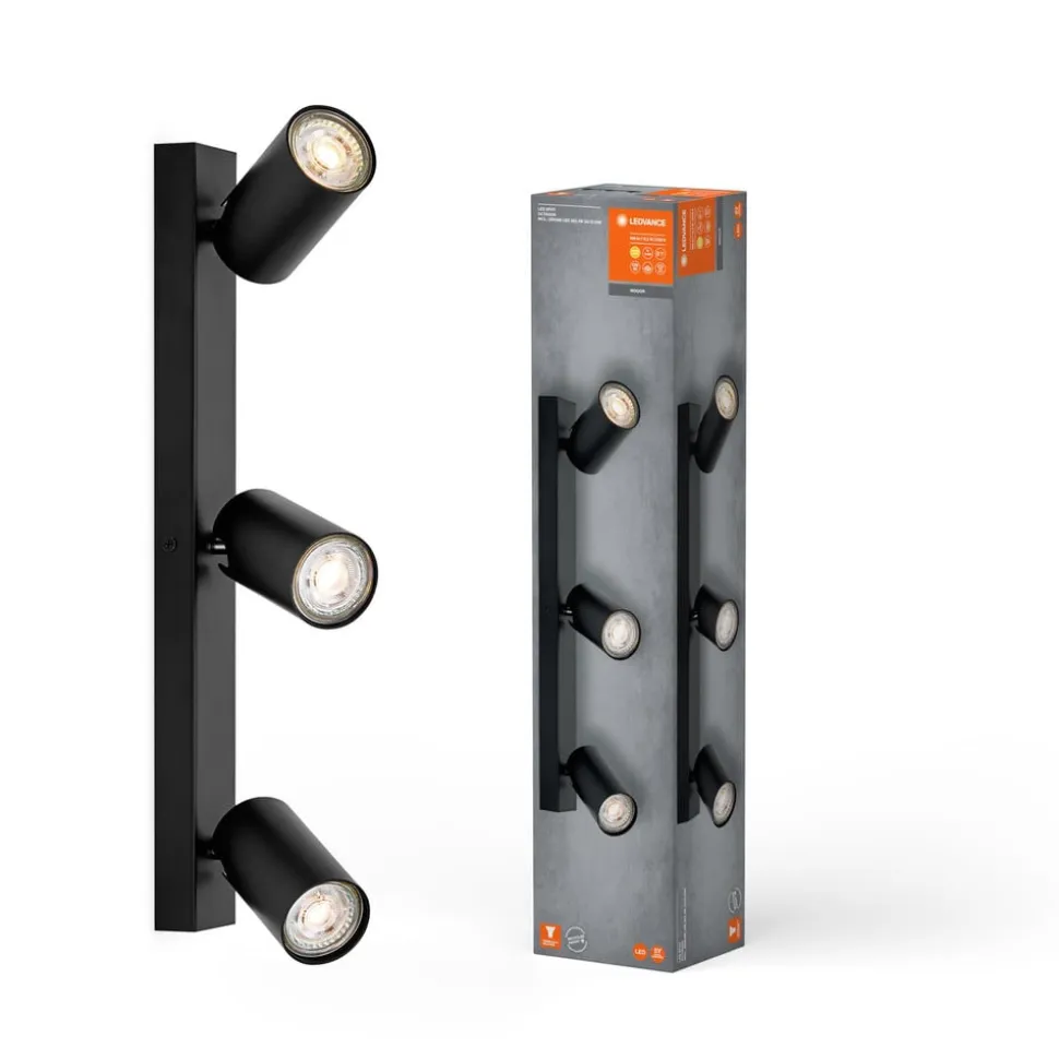 LEDVANCE Octagon LED-spotlight, dæmpbar, tre pærer, sort