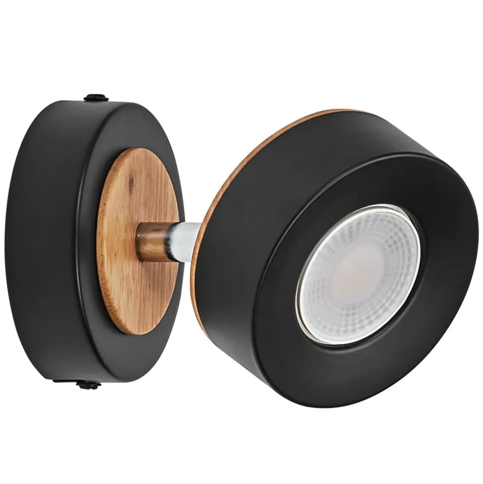 LEDVANCE Pluto LED-vægspot, stål, træ, sort