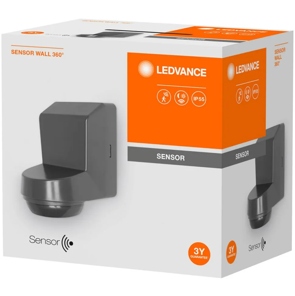 LEDVANCE Sensor Wall 360DEG IP55, mørkegrå