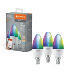 LEDVANCE SMART+ LED, stearinlys, E14, 4,9 W, CCT, RGB, WiFi, 3 enheder