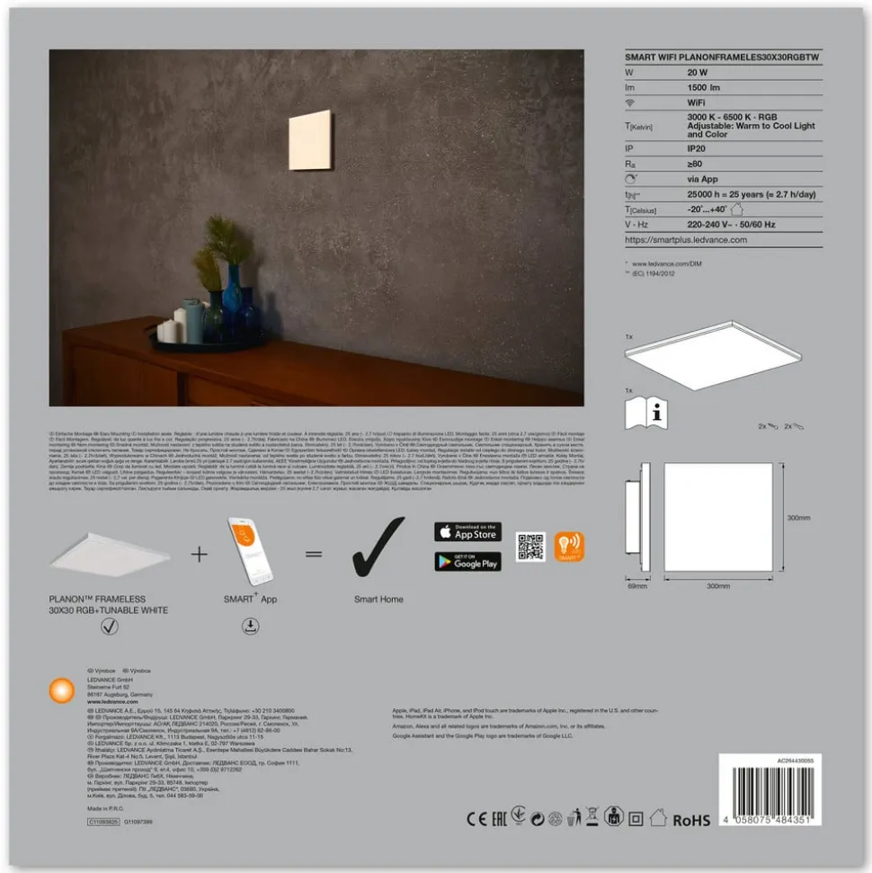 LEDVANCE SMART+ WiFi Planon LED-panel RGBW 30x30