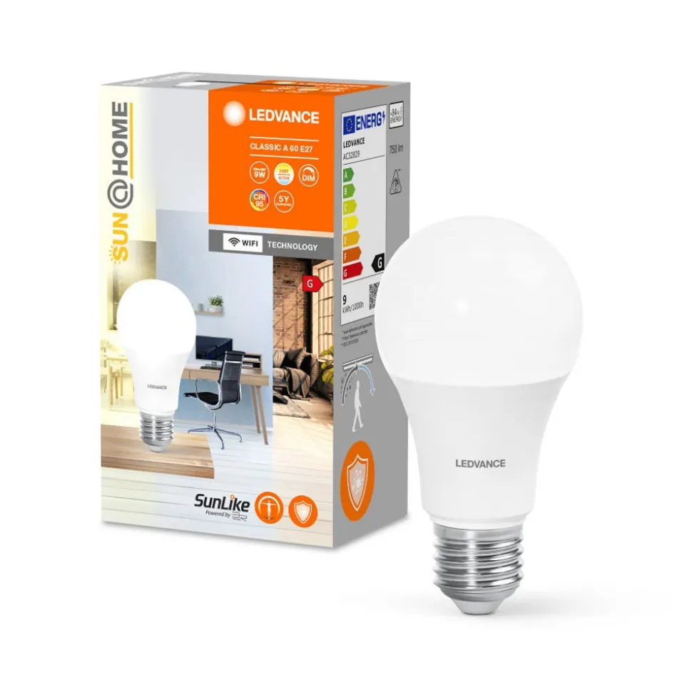 LEDVANCE SUN@Home Classic A 40 E27 9 W CCT 922