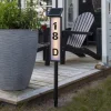 LED-vejlampe solcelle Pathy med husnummer