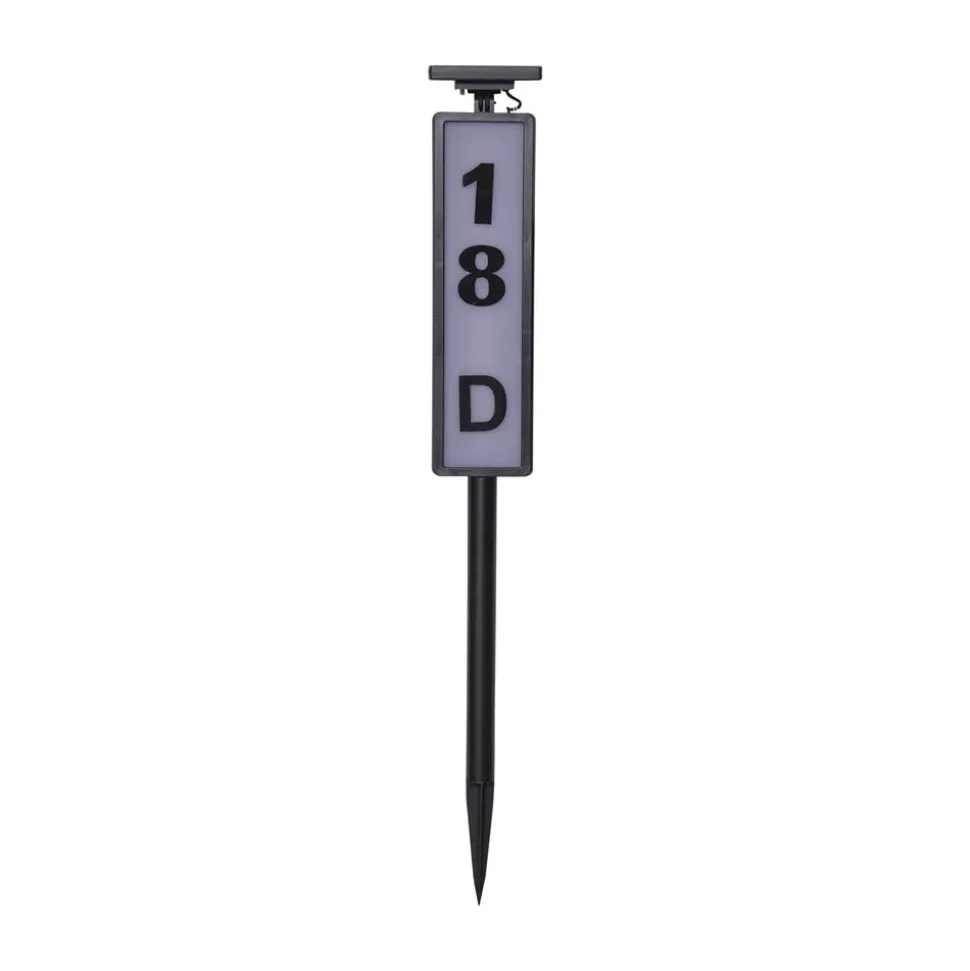 LED-vejlampe solcelle Pathy med husnummer
