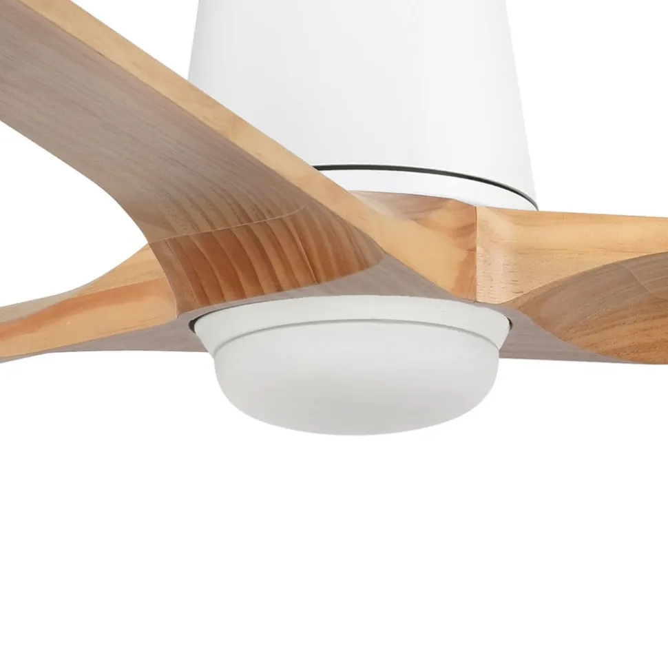 LED-ventilator Heywood L, hvid/træfarvet, DC, støjsvag, CCT