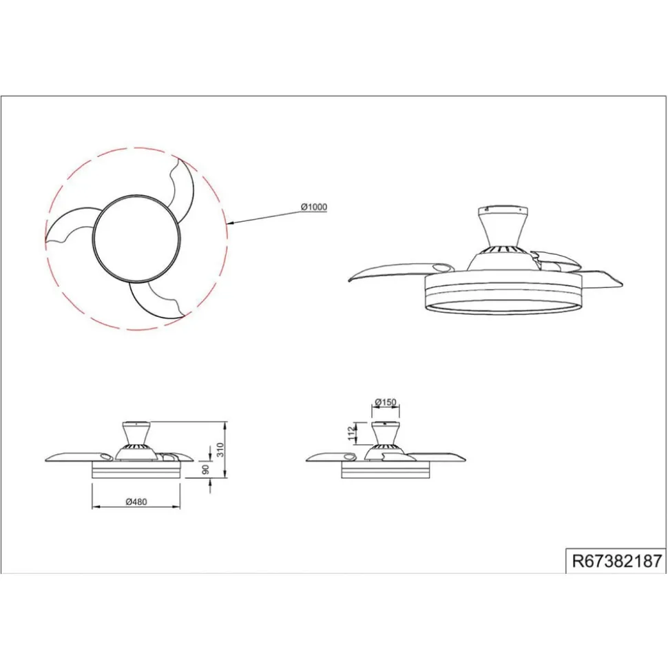 LED-ventilator Lindberg DC lydsvag Ø 100 cm CCT fjernbetjening
