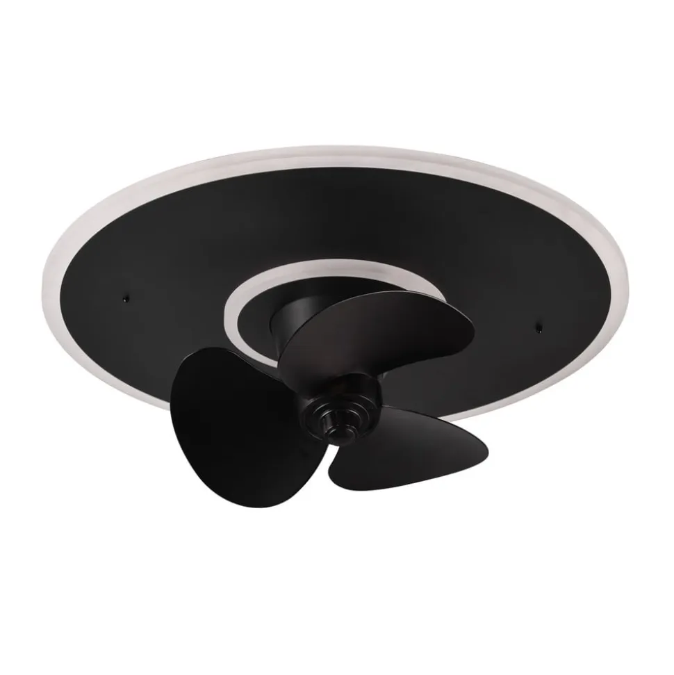 LED-ventilator Nybro, sort, DC, støjsvag, 50 cm, CCT, fjernbetjening
