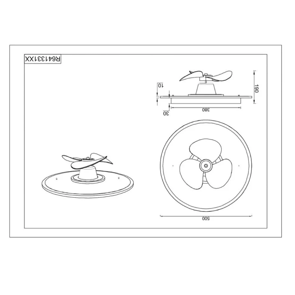 LED-ventilator Nybro, sort, DC, støjsvag, 50 cm, CCT, fjernbetjening