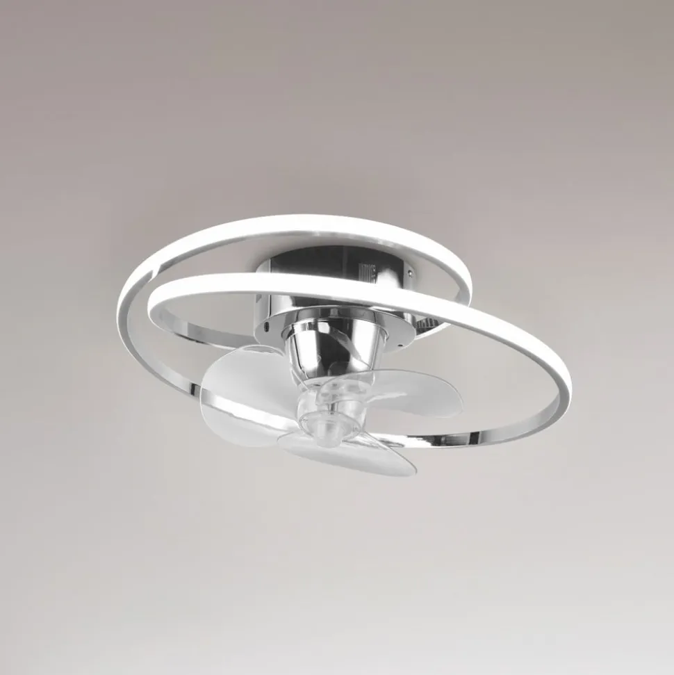 LED-ventilator Umea, krom, DC, støjsvag, Ø 50 cm, CCT, fjernbetjening