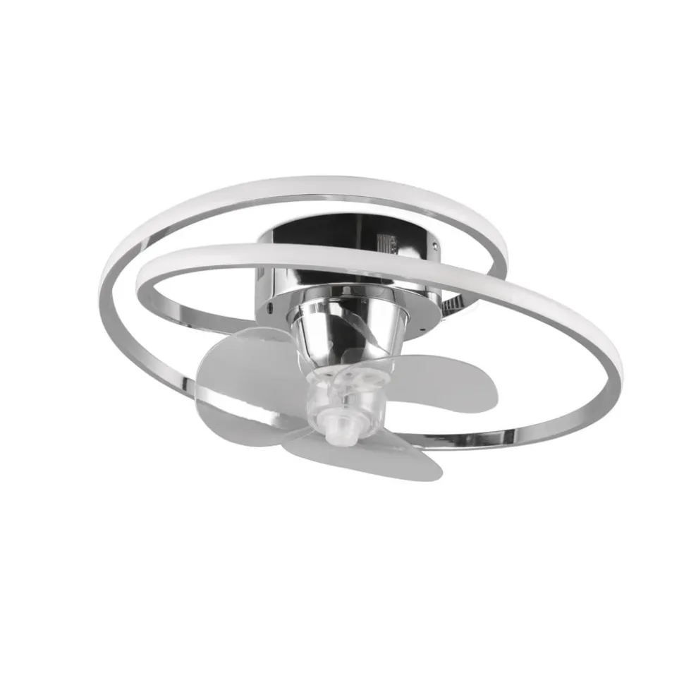 LED-ventilator Umea, krom, DC, støjsvag, Ø 50 cm, CCT, fjernbetjening