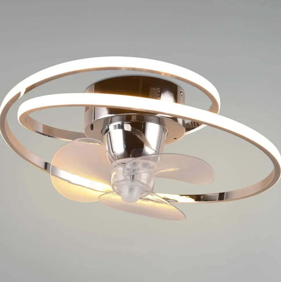 LED-ventilator Umea, krom, DC, støjsvag, Ø 50 cm, CCT, fjernbetjening