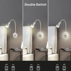 LED-væglampe 2178012 dobbelt switch, mat nikkel