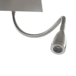 LED-væglampe 6519 med LED-læselampe, satineret sølv
