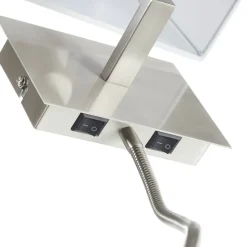 LED-væglampe 6519 med LED-læselampe, satineret sølv