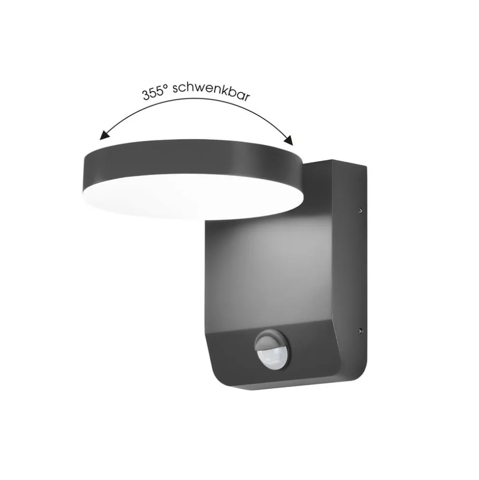 LED-væglampe 9083, sensor, antracit, 16 cm, CCT, IP54
