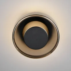 LED-væglampe Celeste, sort/krom, Ø 22 cm glas dæmpbar