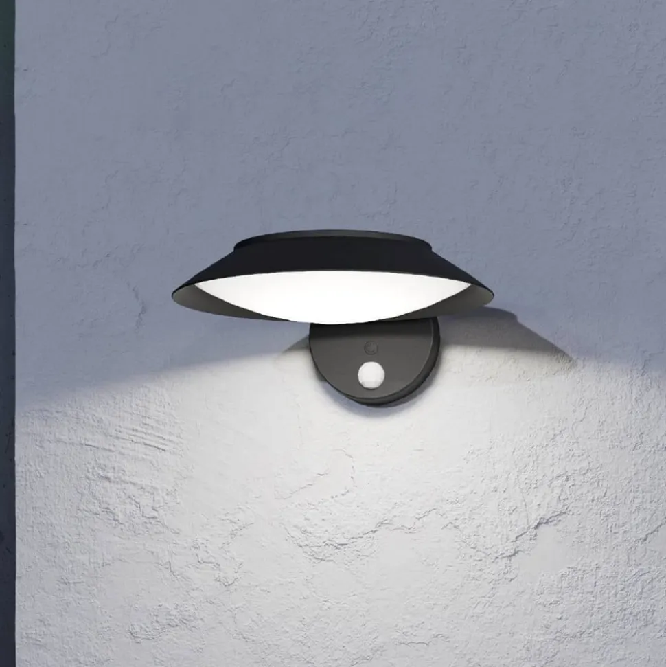 LED-væglampe Cerrisi, bredde 10,5 cm, sort, sensor