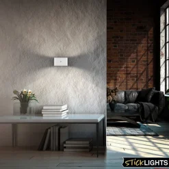 LED-væglampe Chat, hvid, 16 cm, plast, sensor