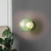LED-væglampe Earl, messing/grøn, glas, Ø 15,5 cm