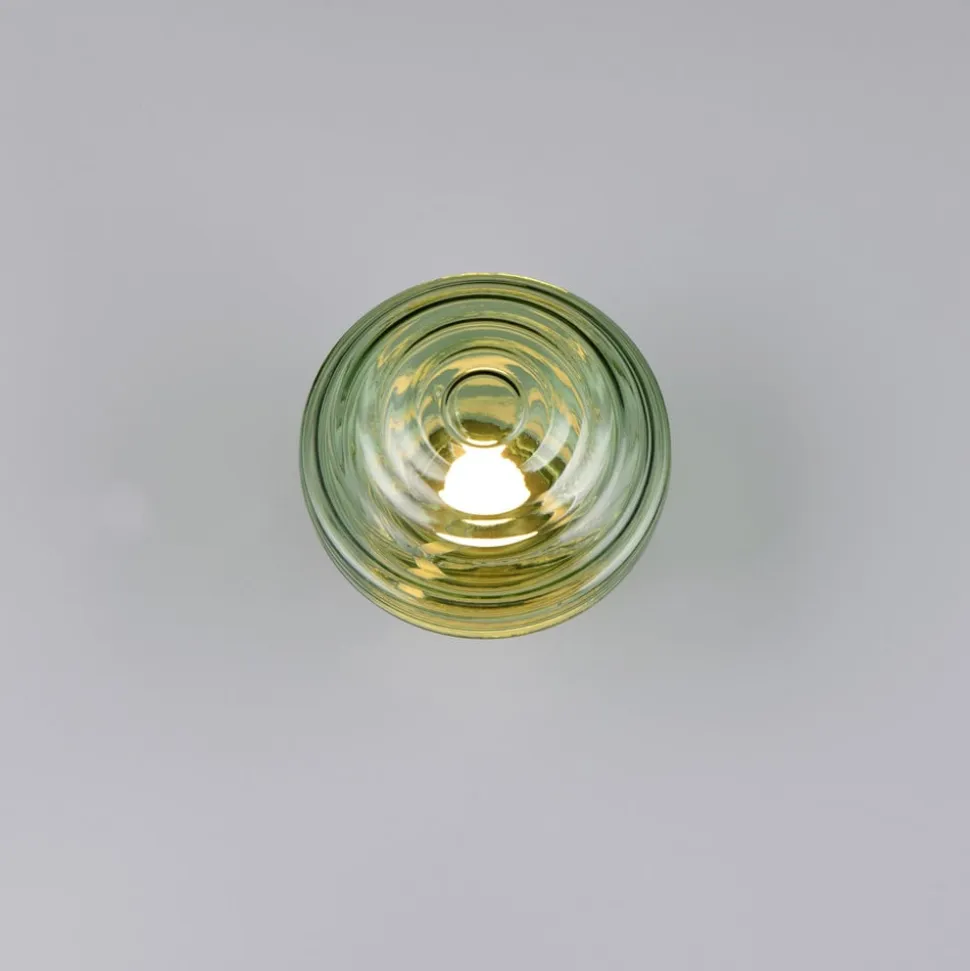 LED-væglampe Earl, messing/grøn, glas, Ø 15,5 cm