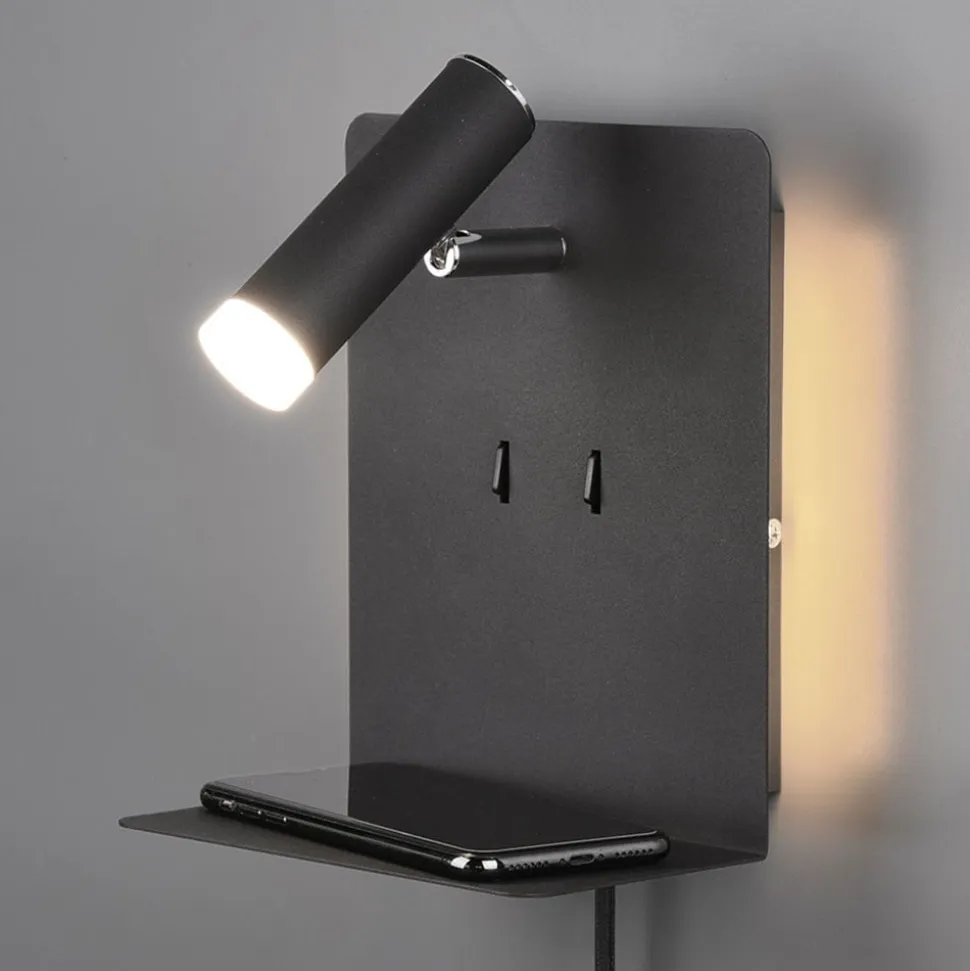 LED-væglampe Element med hylde sort mat