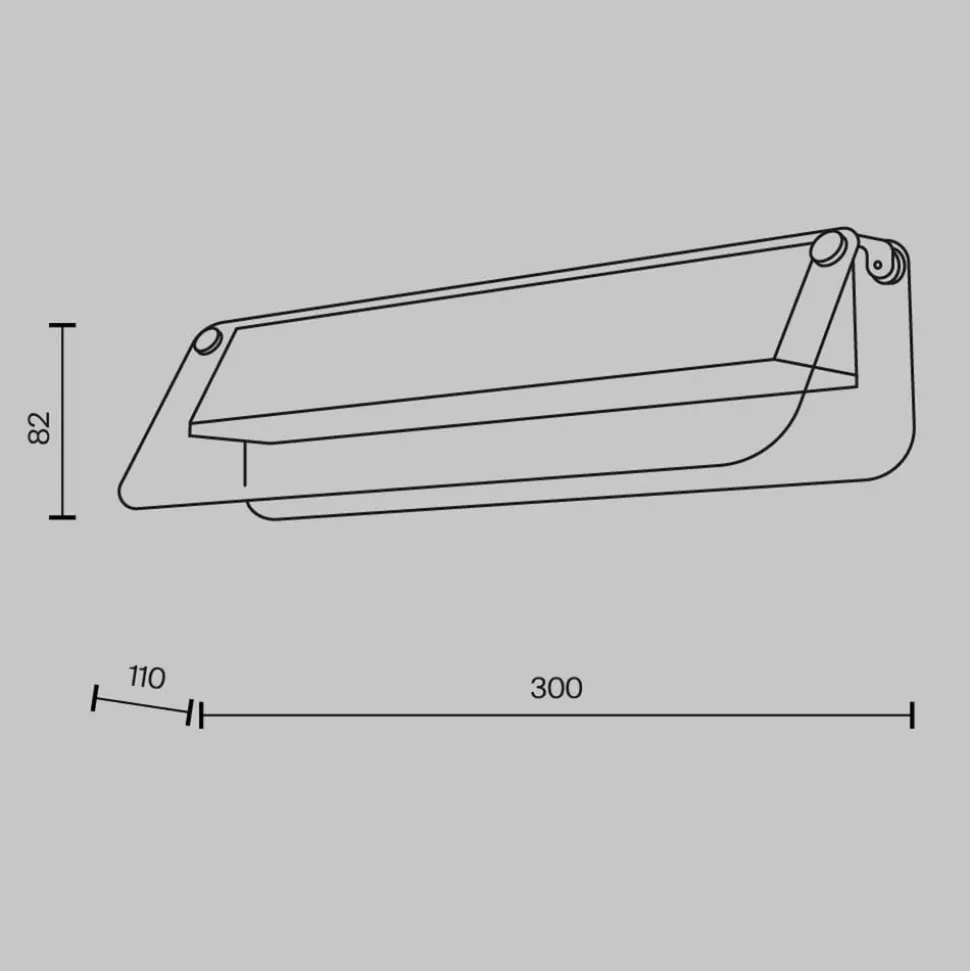 LED-væglampe FLAT, grå/messing, bredde 30 cm, glas/metal