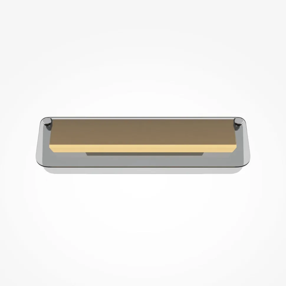 LED-væglampe FLAT, grå/messing, bredde 30 cm, glas/metal