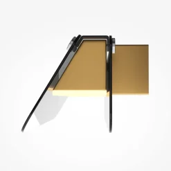 LED-væglampe FLAT, grå/messing, bredde 30 cm, glas/metal