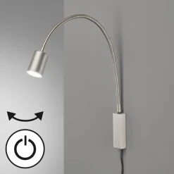LED-væglampe Justi, nikkelfarvet, højde 52 cm, metal