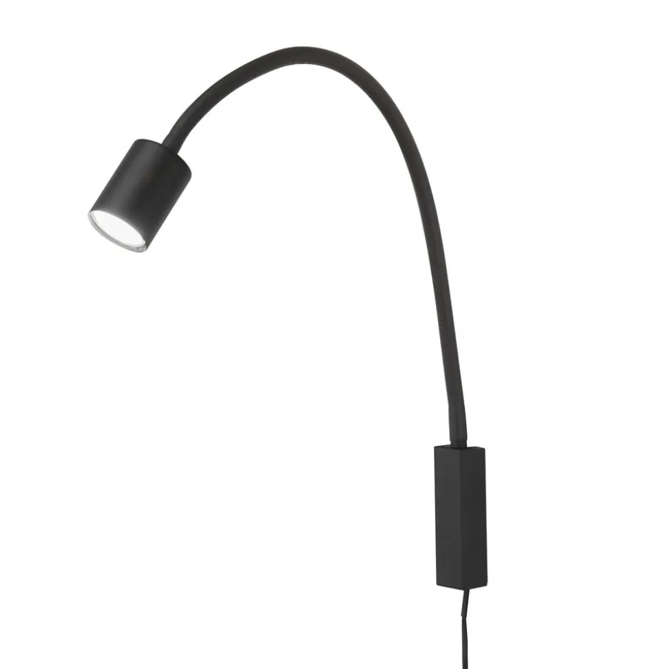 LED-væglampe Justi, sandsort, højde 52 cm, metal