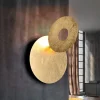 LED-væglampe Leano, rund linse, guld, indirekte