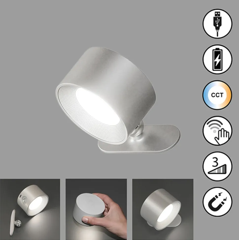 LED-væglampe Magnetics, sølv, CCT, med magnet