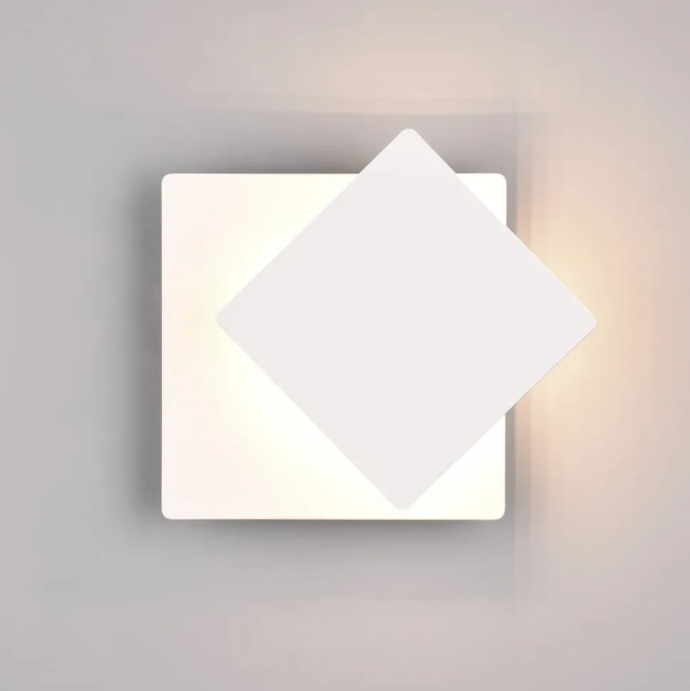 LED-væglampe Mio, firkantet linse, mat hvid, indirekte