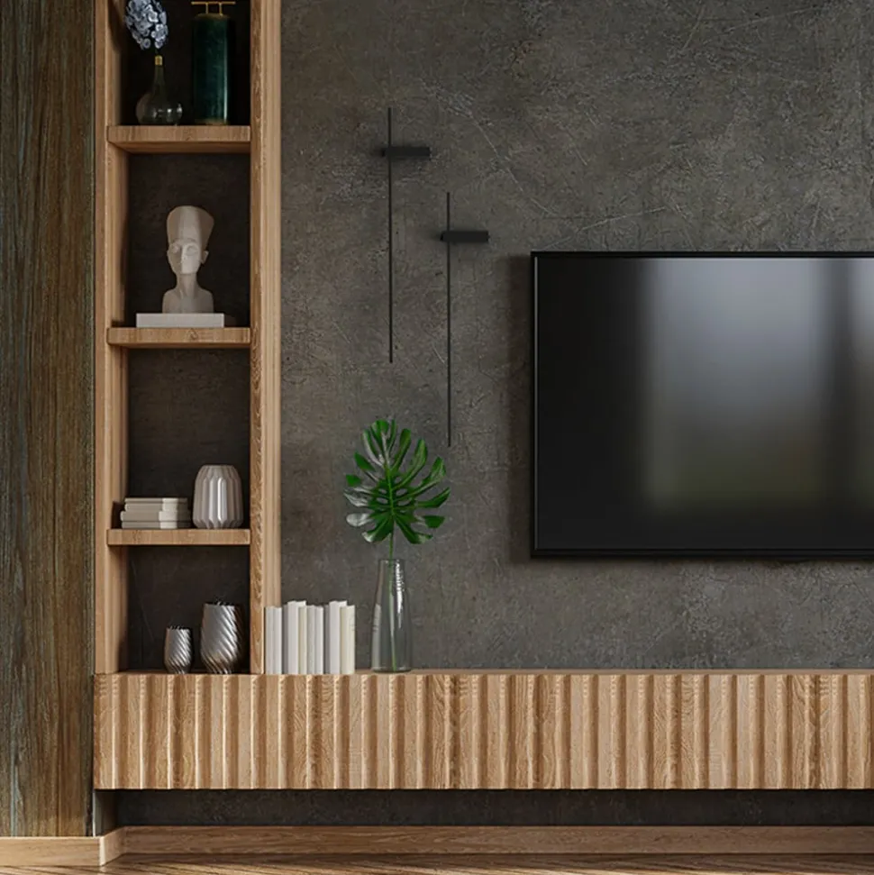 LED-væglampe Motive M, 80 cm bred, sort, metal
