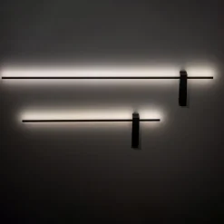LED-væglampe Motive M, 80 cm bred, sort, metal