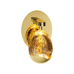 LED-væglampe Rocio, metal, glas, 1-lys, guld