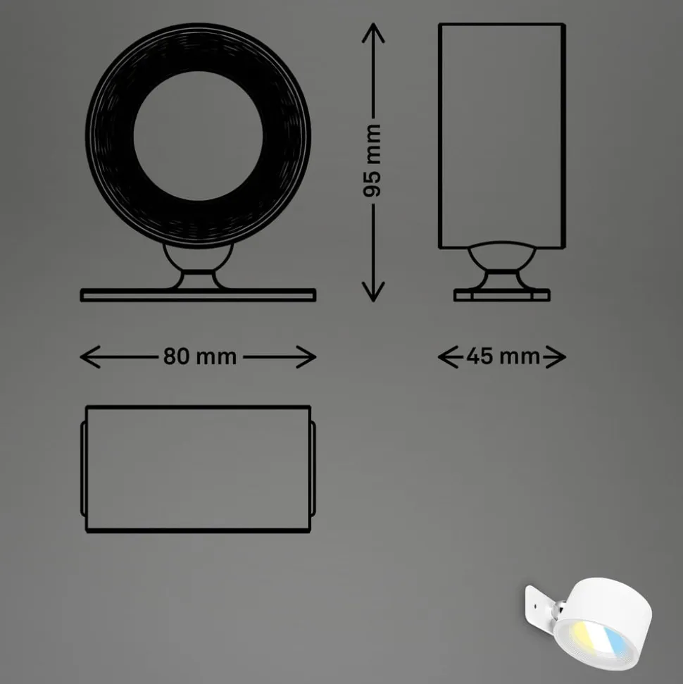 LED-væglampe Tari, hvid, CCT, touchdæmper, USB
