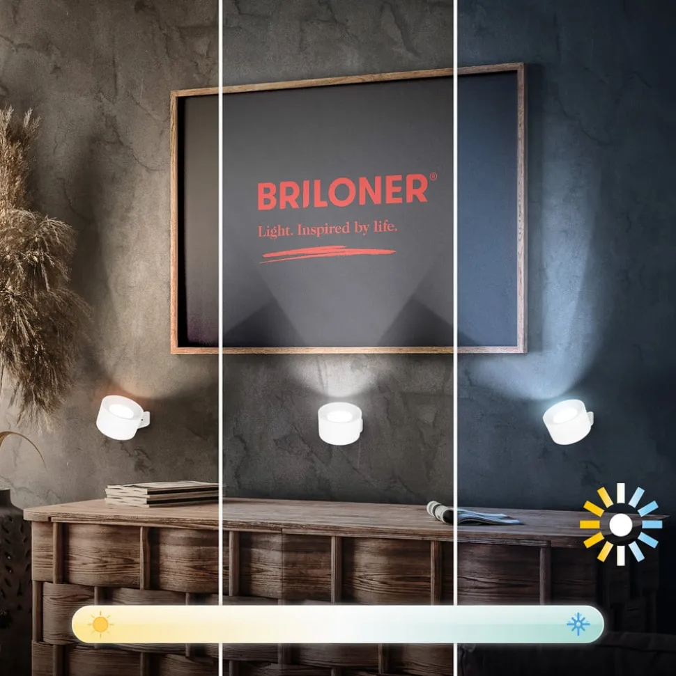 LED-væglampe Tari, hvid, CCT, touchdæmper, USB
