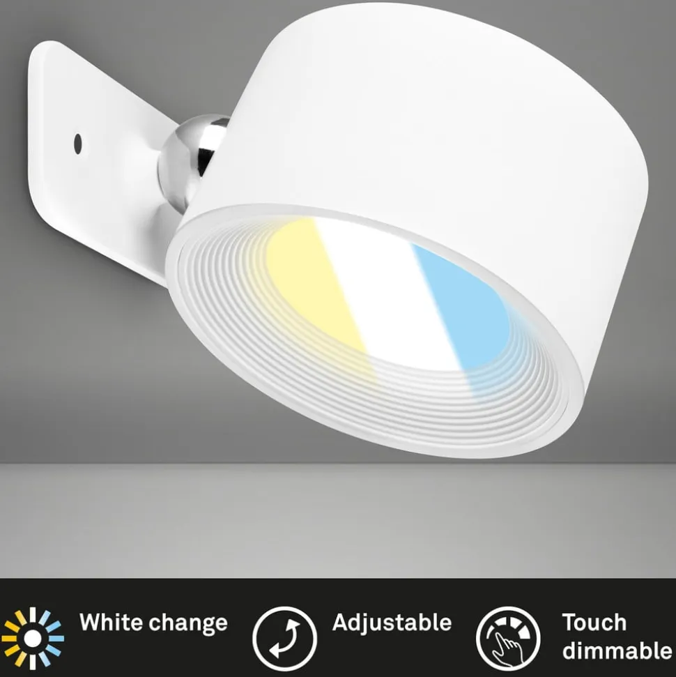 LED-væglampe Tari, hvid, CCT, touchdæmper, USB