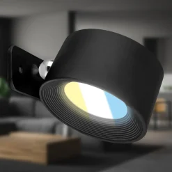 LED-væglampe Tari, sort, CCT, touchdæmper, USB